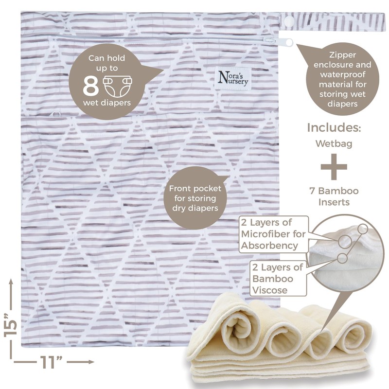 Nora's Nursery Cloth Diapers 7 Pack with 7 Inserts &