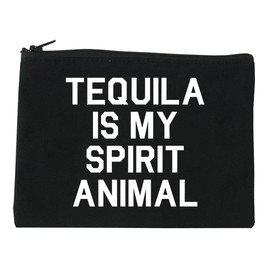 Tequila Is My Spirit Animal Cosmetic Makeup Bag Black Medium