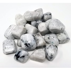 Pachamama Essentials Rainbow Moonstone Tumbled 20-25 mm Healing Stones, Metaphysical Healing, Chakra Stones (4, Ounces)