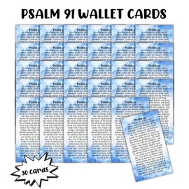 Psalms 91 Prayer for Protection Wallet Cards 30pk 2x3.5” Verses Blue Cloud Design New Drivers Pocket Encouragement Minimalist Modern