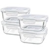 Small Glass Containers with Lids Square, 3 Cup Borosilicate Glass
