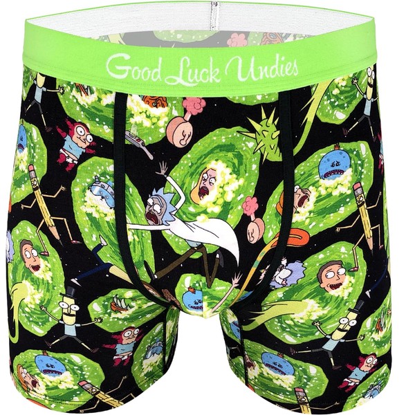 Good Luck Undies Men's Rick and Morty, Portals Boxer Brief