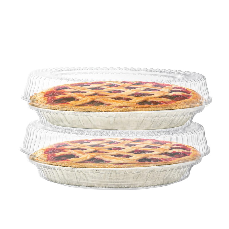 Supellectilem 9" Plastic Disposable Pie Containers with Hinged Locking Lids