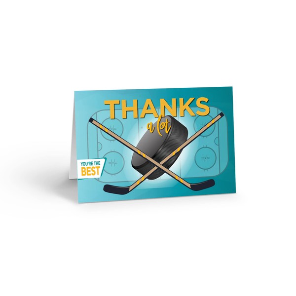 Hockey Thank You Note Card- 10 Boxed Hockey Cards & Envelopes (Hockey)