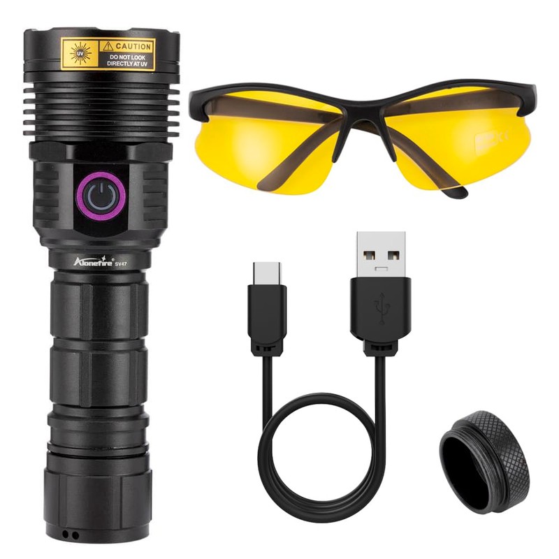 ALONEFIRE SV47 12W 365nm UV Flashlight USB C Rechargeable Long