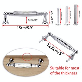 IGNPION 2pcs Crystal Drawer Handles Drawer Wardrobe Kitchen Door Knob Cabinet Pull Door Handle Cupboard Hardware for Home Decorating(Large)
