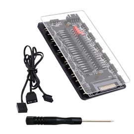 CybNemo 5V 3Pin ARGB Fan Hub & 4 Pin PWM Splitter 2 in 1 Case Fan Hub 10 Way Sync CPU Cooling Fan RGB Lighting Controller SATA Powered for Extended Motherboard Interface