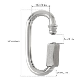 Smgda M3.5 304 Stainless Steel Chain Quick Links, 10 Pack 1/8 Inch Locking Screw Carabiners, Chain Hooks Connector, 174LBs Weight Capacity for Hiking, Camping, Outdoor Traveling Equipment