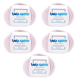 Super Soft Yarns for Crocheting and Knitting 100% Merino Wool Soft Yarn, Extrafine Wool Made in Italy by Lana Gatto Super Soft Line, 9 oz 685 yds, (5, Pink - 5284)