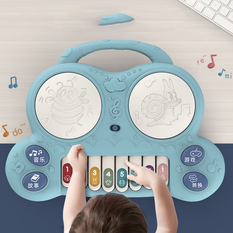 Drum Piano Toy Educational Multifunctional Baby Piano Toy with Game
