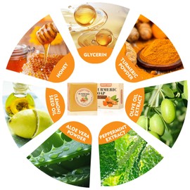 SWEET VIEW SWEET VIEW Turmeric Soap Bar, Face & Body Handmade Bar with Honey, Olive Oil, Aloe Vera for Deep Cleansing & Smooth Skin, 120g