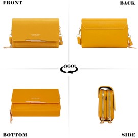 Sisadya Waterproof Small Cell Phone Cross Body Bags for Women with Adjustable Strap,Mini Leather Women's Shoulder Wallets Handbags,Little Anti-Theft Crossbody Purses for Women,Yellow