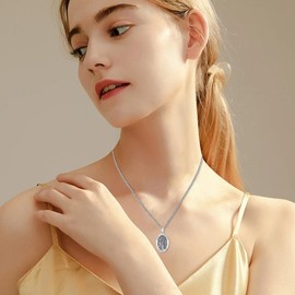 REDSUN Saint Michael Necklace for Men Sterling Silver Archangel Michael Chain/Christopher/Benedict/Virgin Mary Chain Religious Sacred Medal Jewellery for Men Women Boys, Sterling Silver