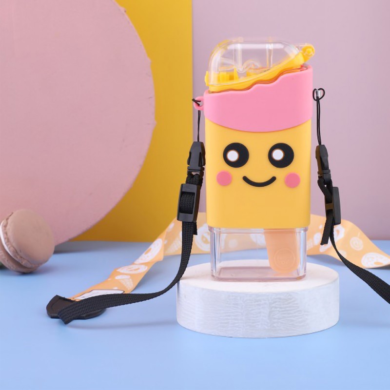 Portable Water Cup Cute Cartoon Design Large Capacity Plastic Water