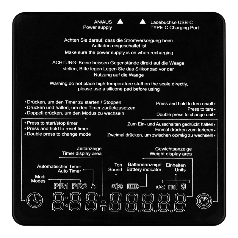 WAHLER® Digitale Kaffeewaage mit Timer I Baristawaage 0,1g I USB