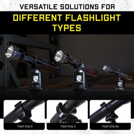 Mob Armor Flash Grip D - Magnetic Flashlight Holder for Bicycle, Car & Wall - Tactical Mount Kit with Magnetic Base for Heavy Duty, Military & Emergency Lights - Compatible with D Flashlights