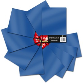 Evo Ultraflock Textile Film for Plotter, 33 Colours, Flock Film in DIN A4 Format, 30 x 20 cm, Plotter Film for Fabric, Clothing, T-Shirts, Flock Film Accessories (Set of 10, 019 Royal Blue)