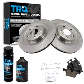 TRQ Rear Brake Pad & Rotor Kit Brake Chemical Kit Brake Pads Brake Rotor Ceramic Compatible with 2019 Volvo S60 2017-2019 S90 V60 2018-2019 V90 V90 Cross Country XC60 XC90