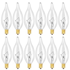 LinMiFo 12-Pack E12 B10 Clear Candelabra Base Bulb, 40W 120V Incandescent Candle Light Bulbs Dimmable Chandelier Light Bulbs for Pendants or Outdoor, Ceiling Fan, Wall Sconces, Fireplace (40, Watts)