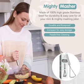 The 730 Project Mighty Masher, Baby Food Masher for Starting Solids Essentials, Baby-Led Weaning Mini Avocado and Potato Masher, Stainless Steel Potato Smasher Tool