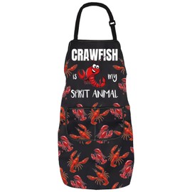 Crawfish Boil Apron Seafood Boil Crawfish Season Boiling Apron For Craw fish Lover Crawdaddy Aprons (CRAWFISH SPIRIT ANIMAL a 2)