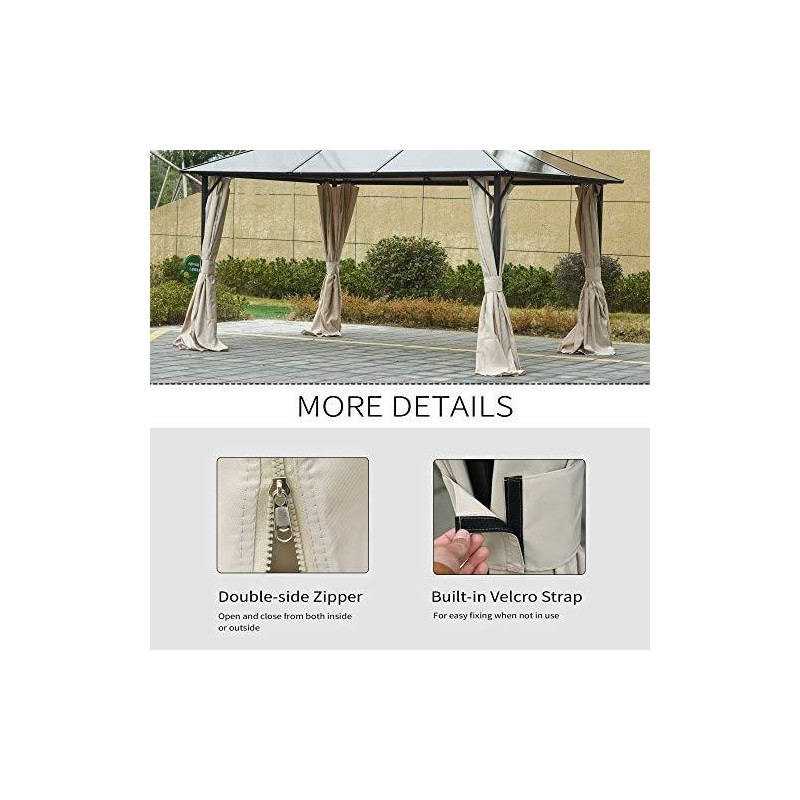 Outsunny 10' x 12' Universal Gazebo Sidewall Set with Panels,