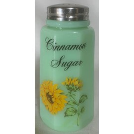 Sugar Shaker - Floral - Paneled - Mosser Glass - American Made (Cinnamon Sugar - Sunflower, Jade)