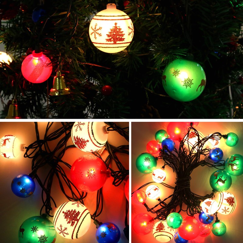 itayak Christmas Ball Ornament Lights, 28ft 25 Bulbs Christmas Tree