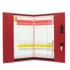 Large Leather Golf Scorecard Holder - for UK, Ireland & European scorecards 2314 Poppy