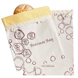 NEOHANA 2 Pack Beeswax Bread Bags for Sourdough,Bread Bag for Homemade Bread,XL Reusable Cotton Beeswax Bags for Storage
