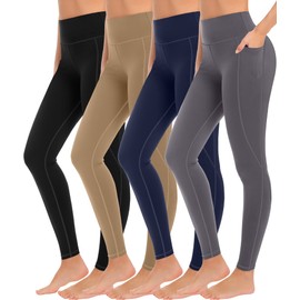 MIRITY 4 Pack Yoga Leggings with Pockets for Women - High Waist Tummy Control Pants for Workout