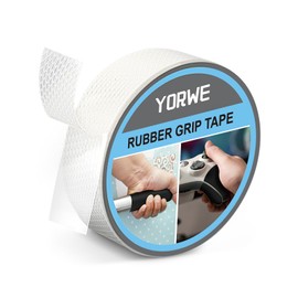 Yorwe Rubber Grip Tape, Ultra-Thin Strong Adhesive Anti-Slip Waterproof Heat Resistant Wear-Resistant Cushion Pad, Making Handles or Contact Surfaces Safer, with Grip and Comfort (Clear, 1In x 10Ft)
