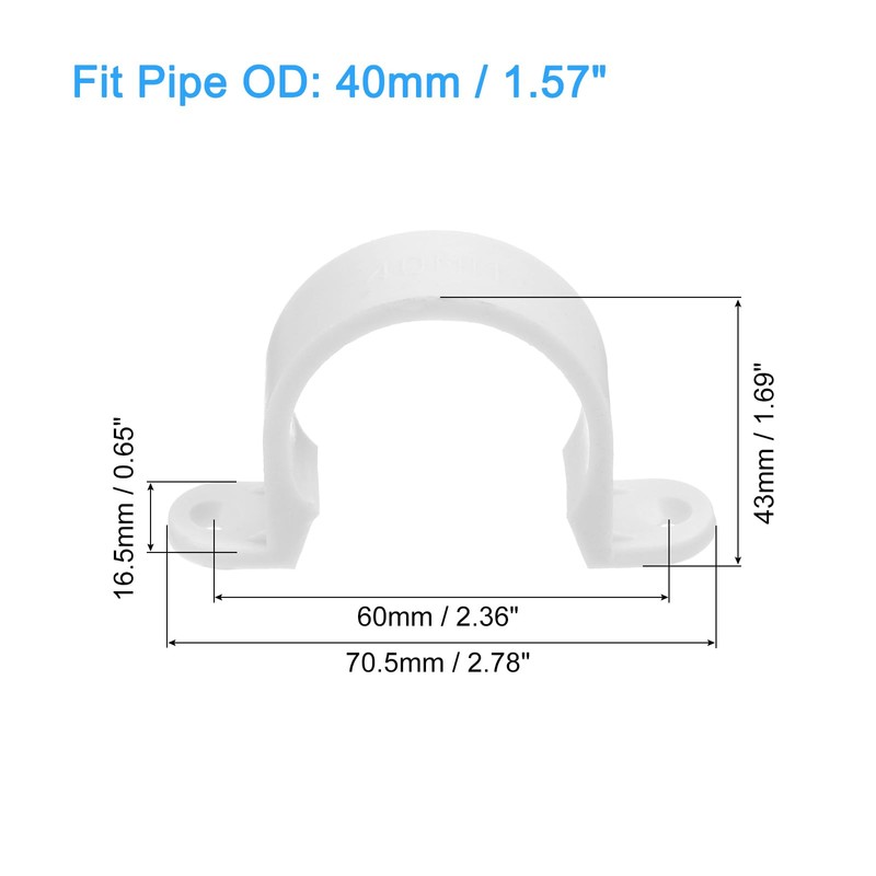 sourcing map 6Pcs PVC Pipe Straps, 40mm(1-4/7") Plastic Conduit Strap