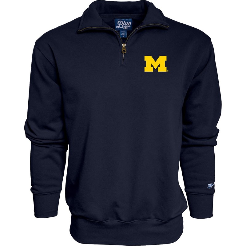 Blue 84 Men's Michigan Wolverines Quarter Zip Sweatshirt Icon Team