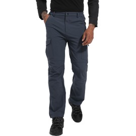 Men's Snow Ski Hiking Pants Winter Fleece Lined Softshell Outdoor Waterproof Insulated Cargo Work Pants Cool Gray XS