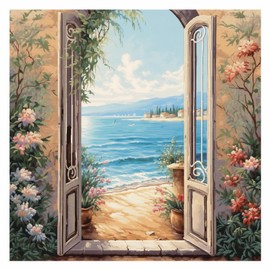 51buyoutgo Seaside Landscape Cross Stitch Kits, 11 Ct Count Funny Pre Printed Counted Stamped Cross Stitch Embroidery Needlepoint Pattern Kits for Beginners Adults, Advanced Crossstitch Crossstitching