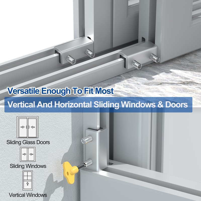 RELIANCER 8 Sets Sliding Window Locks,Aluminum Security Door Window Stoppers,Adjustable