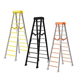 Set of 3 Large 10 Inch Breakaway Ladders: Black, Orange, Yellow for Wrestling Action Figures