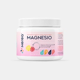 NEREA Magnesio - 3 magnesios: citrato, carbonato y bisglicinato de magnesio + probióticos y prebióticos - 5 en 1, alta absorción, 86 porciones (3 mese