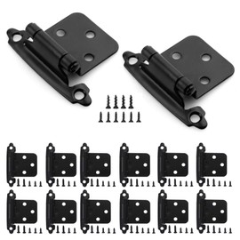20 Pack Cabinet Hinges, Matte Black Self Closing Overlay Kitchen Hinges, Stainless Steel Screw Included (10 Pairs)