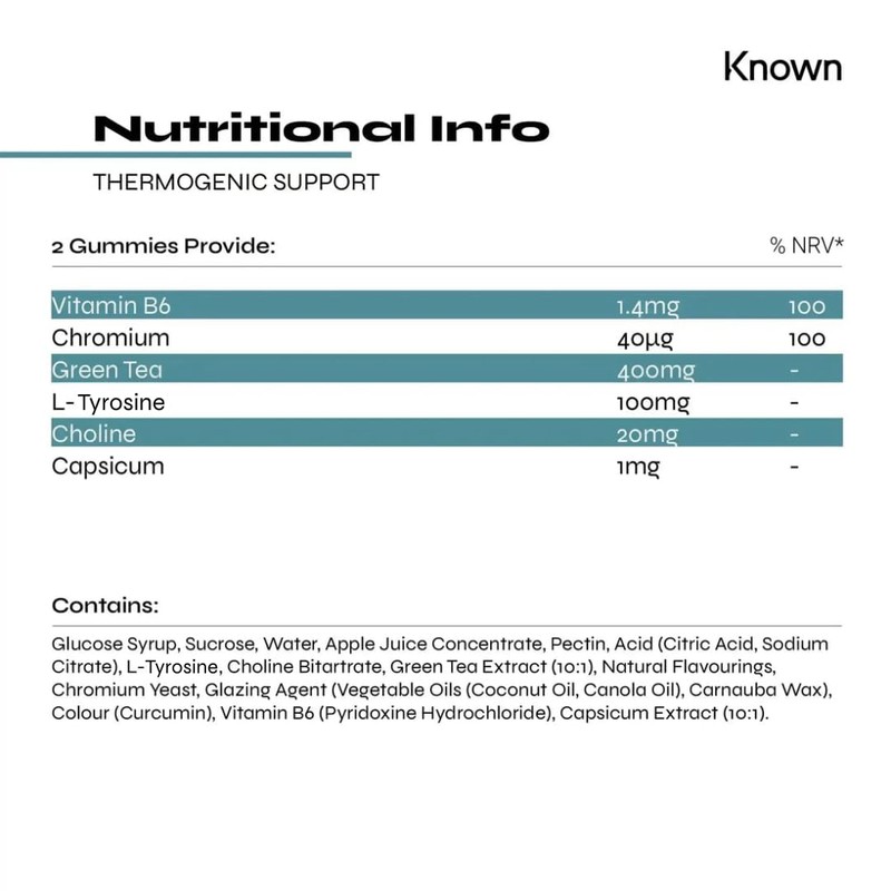 Known Tasty Thermogenic Support Gummies - Vitamin B - Metabolism