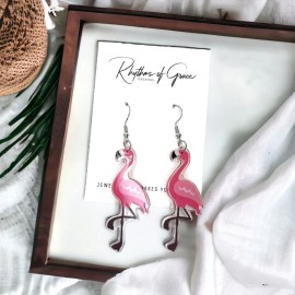 Unbranded Tropical Flair: Vibrant Flamingo Dangle Earrings to Brighten Your Day! NWT
