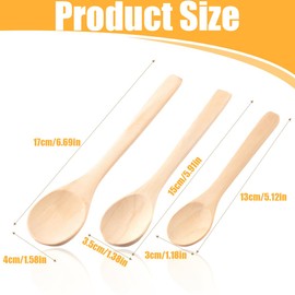 Wooden Spoons, Tablespoons, Pack of 3 Wooden Soup Spoons, 17/15/13 cm, Wooden Spoons, Environmentally Friendly Cutlery, Soup Spoon, Coffee, Tea, Honey, Natural Wood Spoon, Kitchen Accessories, Wooden