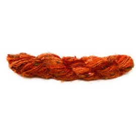 Unbranded Fair Trade Recycled Silk Sari Yarn 100 gram Skein ORANGE