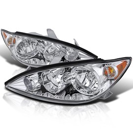 Spec-D Tuning Chrome Headlights Compatible with 2005-2006 Toyota Camry, L+R Pair Head Light Lamp Assembly