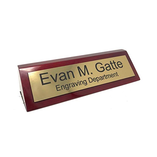 Rosewood Red Piano Finish Business Personalized Desk Name Plate -