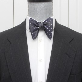 Camellucci Men's Self tied Bow Tie Blue/Grey Polka Dot Bowtie Big Butterfly Bowtie S538