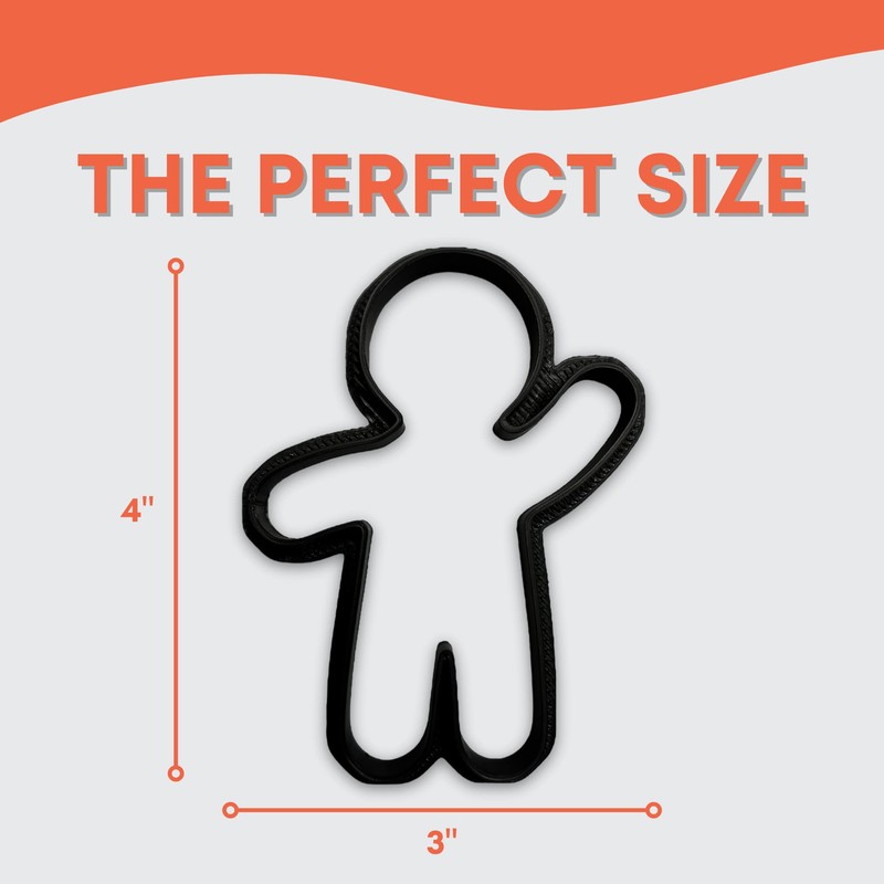 Waving Gingerbread Man Cookie Cutter with Easy to Push Design