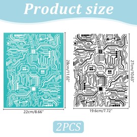 INFUNLY 2 PCS Circuit Board Silk Screen Stencil 8.5x11 Inch Reusable Adhesive Stencil Circuit Stencil Patterns for Painting Background Mesh Adhesive Screen Painting Kit for Painting on Wood Home Decor