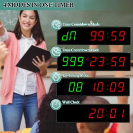 Digital Days Countdown Timer Clock,Retirement Countdown Calendar up to 999 Days,Count Timing Up Stopwatch,LED Wall Clock with Remote control for Wedding Birthday Event Sports Vacation Examination